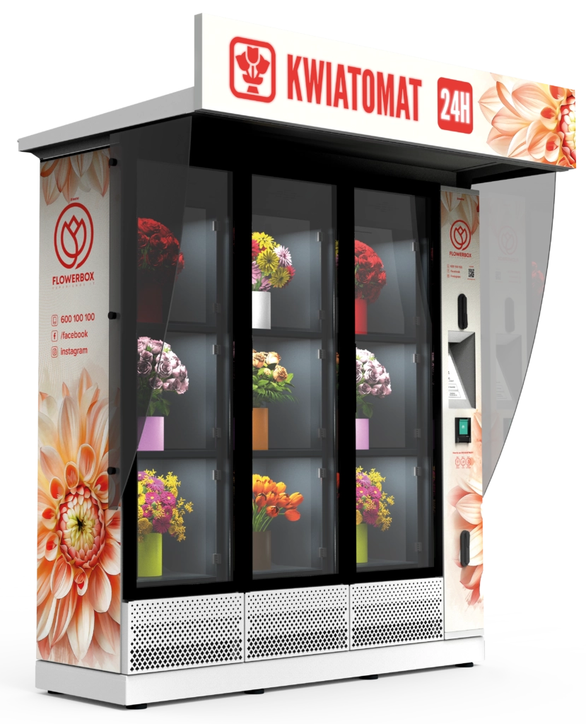 Kwiatomat K9 PRO Biały z czarnymi szafkami