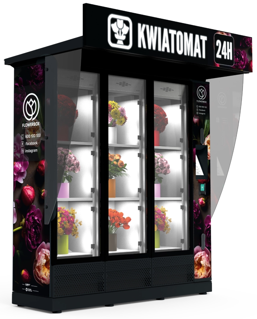 Kwiatomat K9 PRO Czarny z białymi szafkami