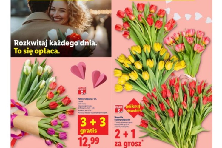 gazetka supermarket kwiaty tulipany promocja cena bukiet oferta