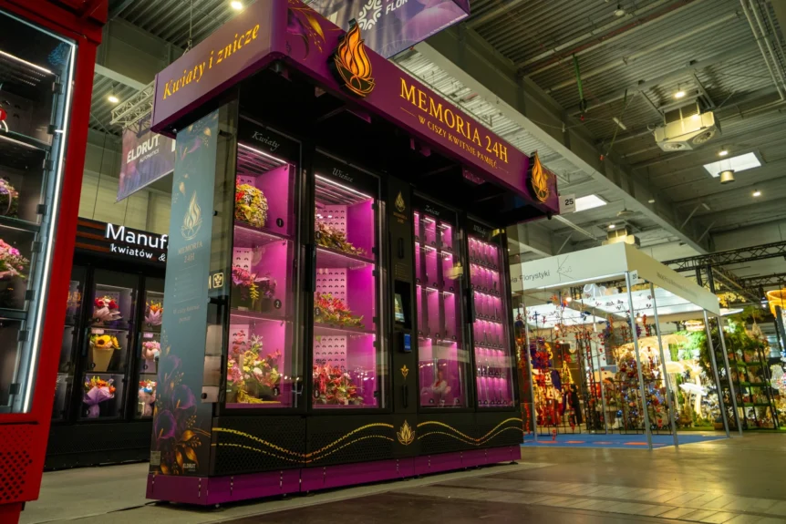 Zniczomat i Kwiatomat MEMORIA 24H firmy Eldrut Automatics na targach GARDENIA 2026 w Poznaniu.